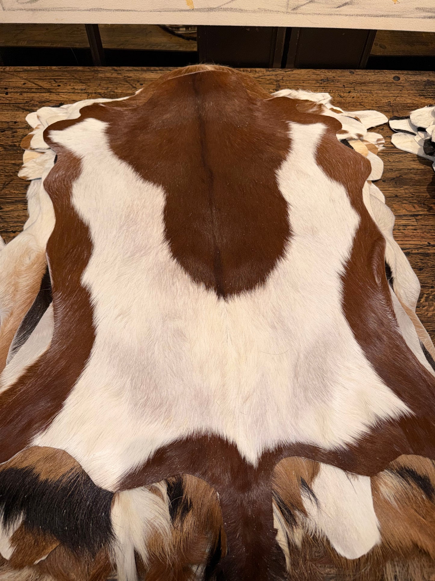 Goat Hide - White and Brown/Tan Hide