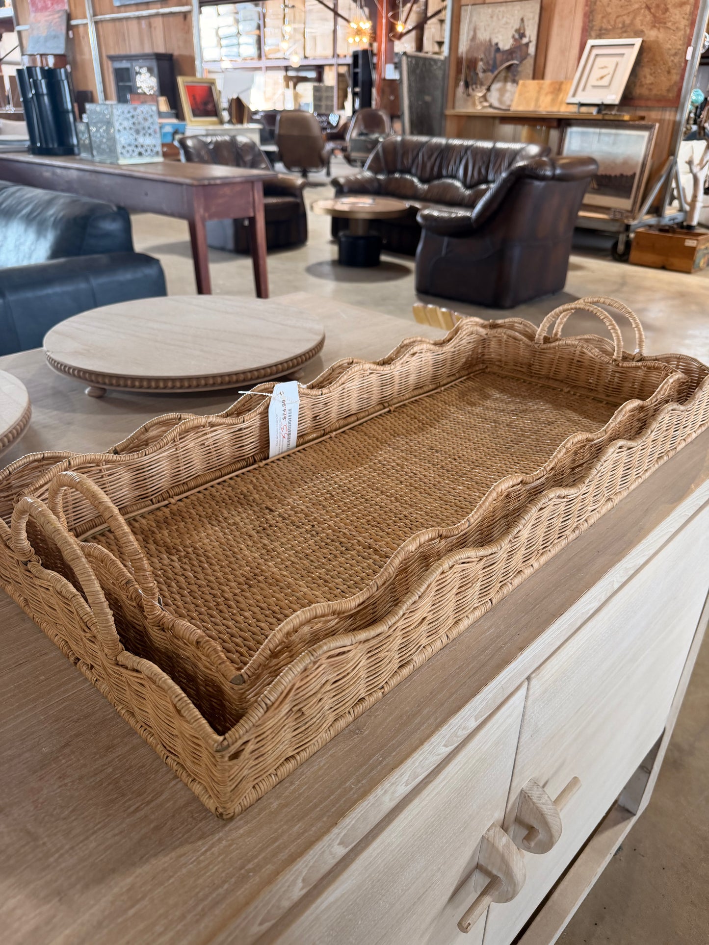 Small Wicker Scalloped Tray
