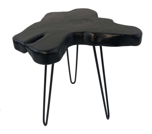 Burnt Teak Wood Hairpin Side Table