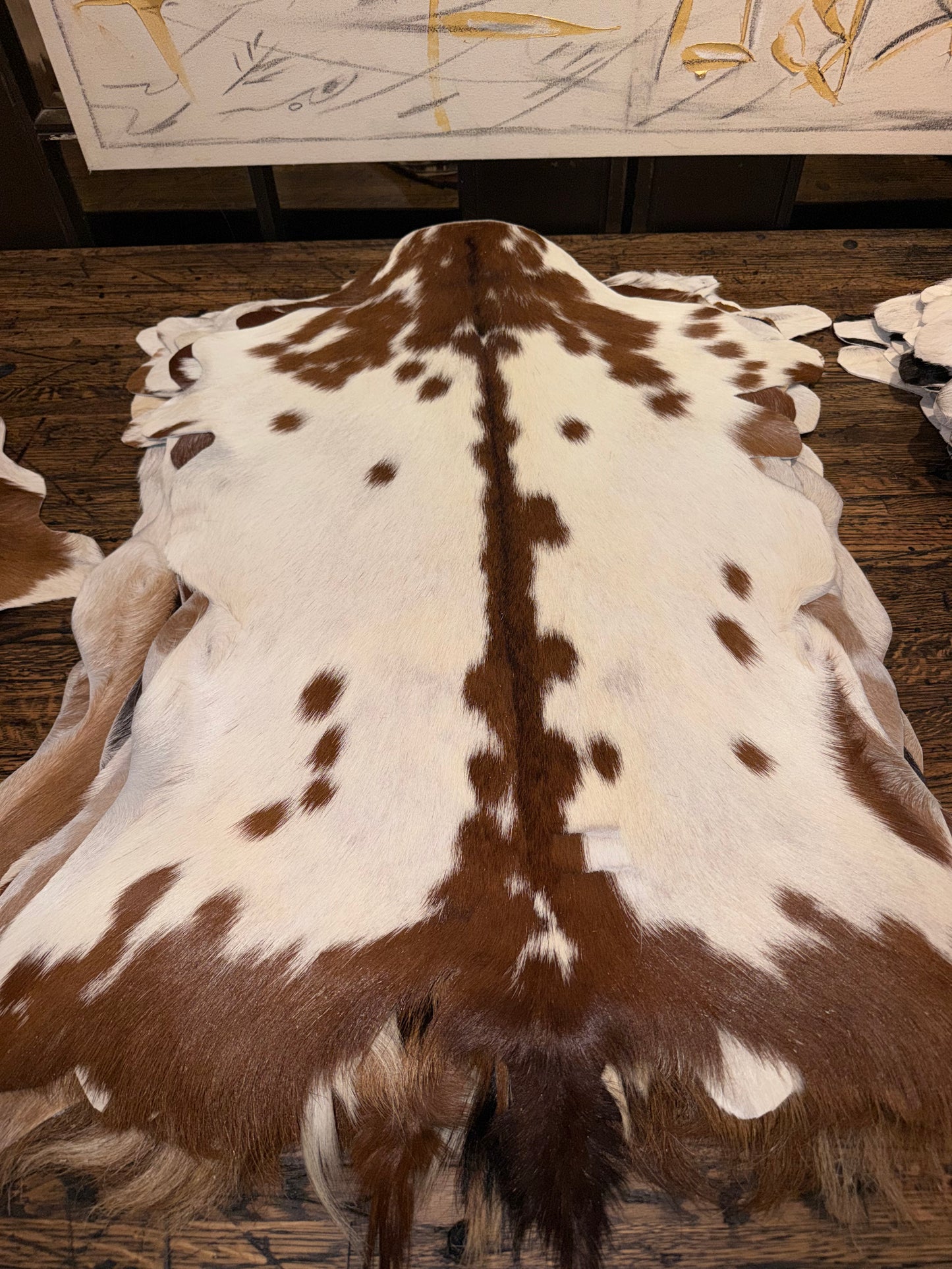 Goat Hide - White and Brown/Tan Hide