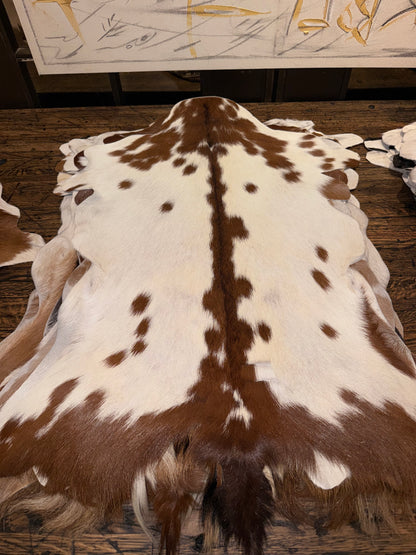 Goat Hide - White and Brown/Tan Hide