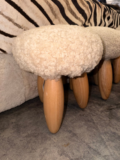 Ivory Sheepskin Stool