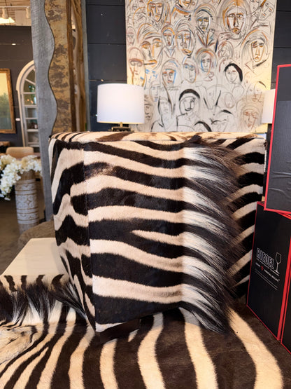 Zebra Hide Square Ottoman