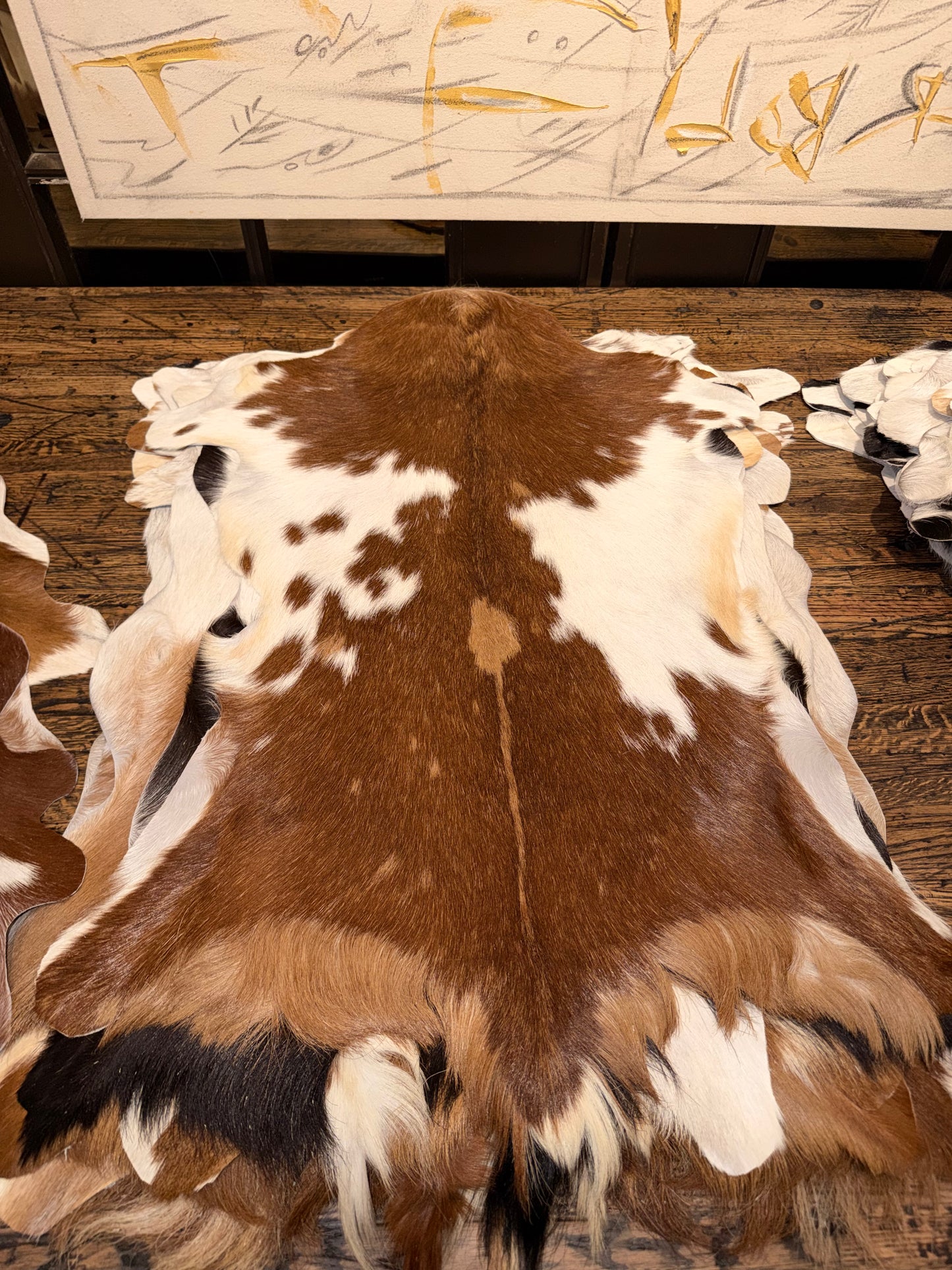 Goat Hide - White and Brown/Tan Hide