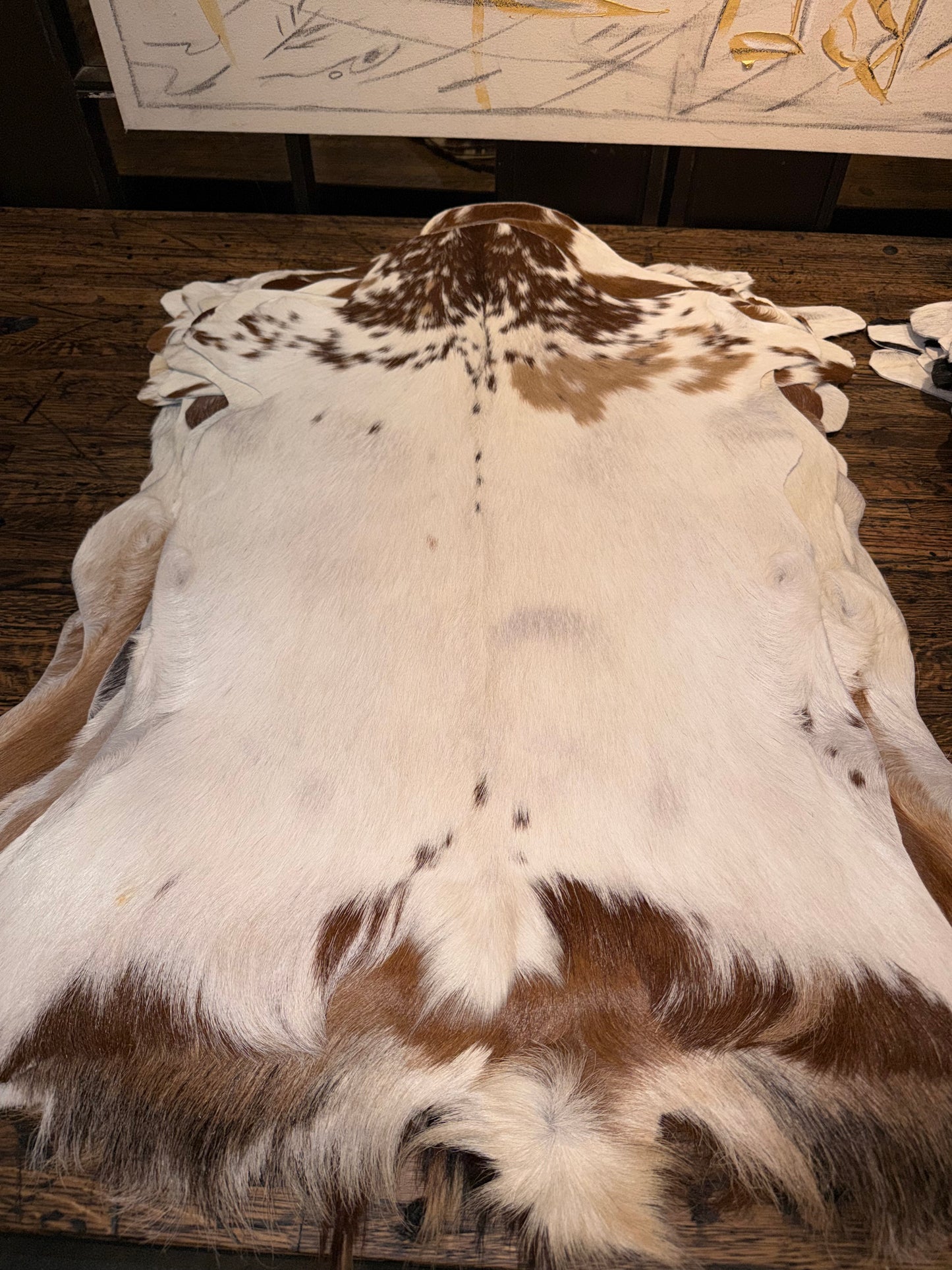 Goat Hide - White and Brown/Tan Hide