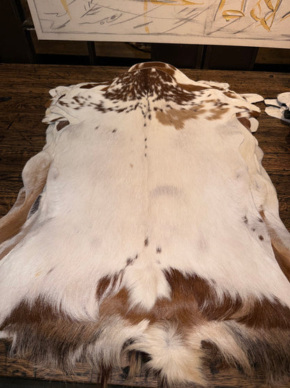 Goat Hide - White and Brown/Tan Hide