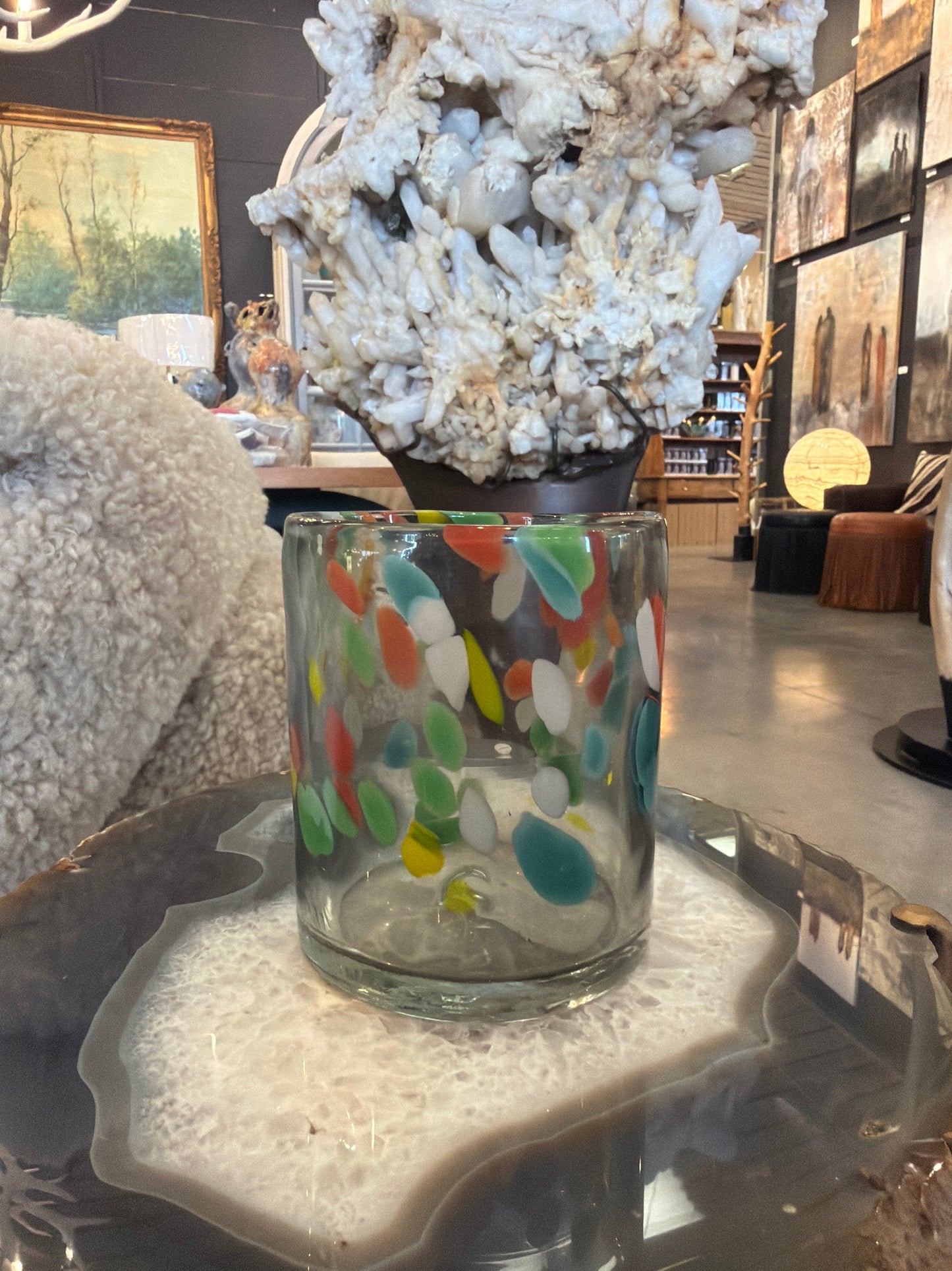 Hand-Blown Confetti Glass Votive