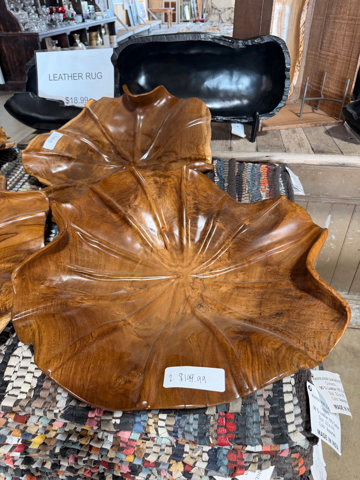 Hand-Carved Lotus Flower Wall Platter - Design 2