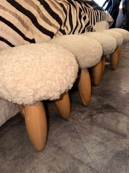 Ivory Sheepskin Stool
