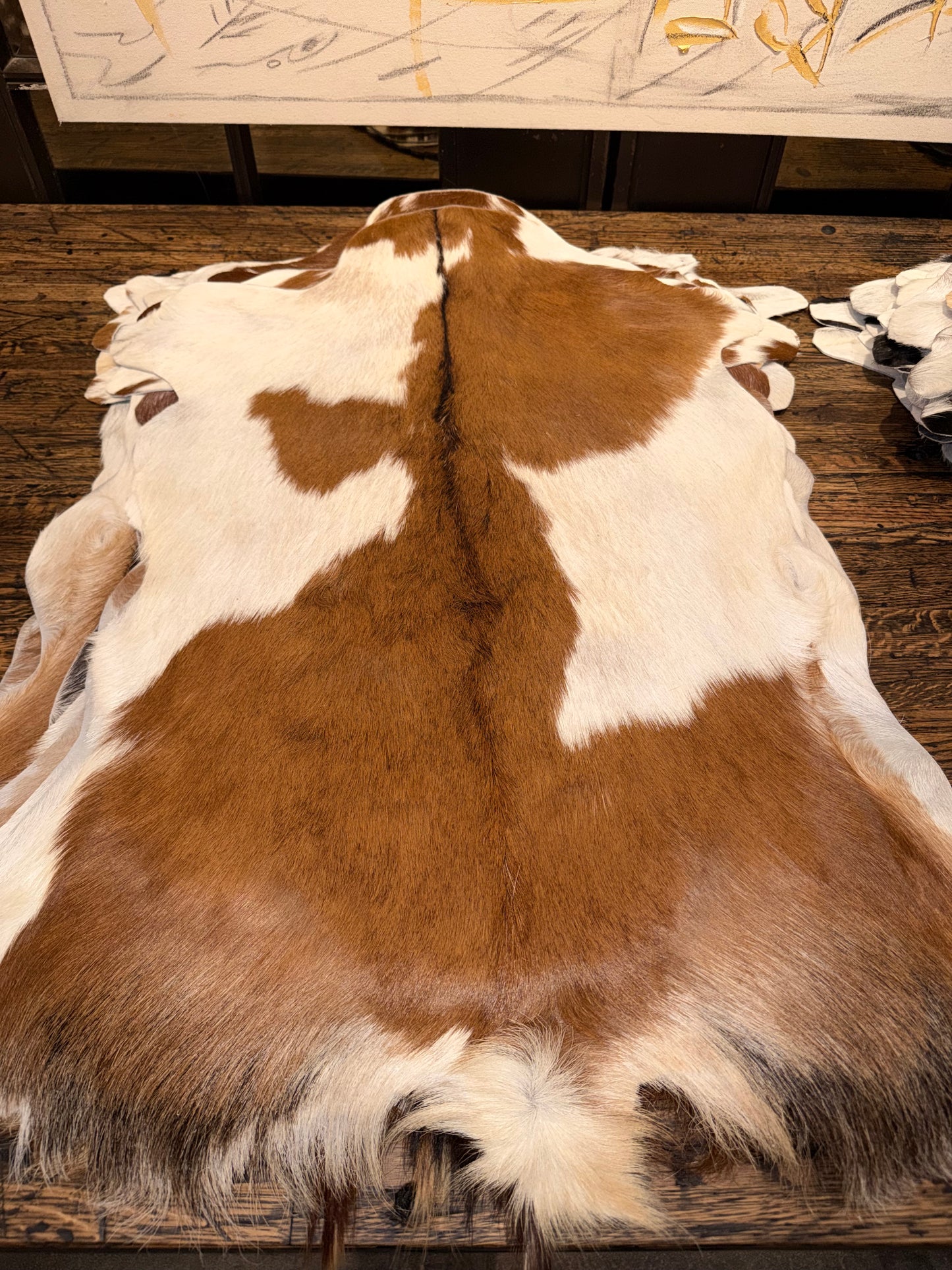 Goat Hide - White and Brown/Tan Hide