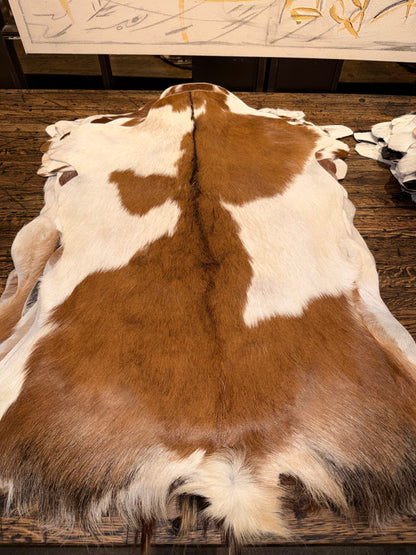 Goat Hide - White and Brown/Tan Hide