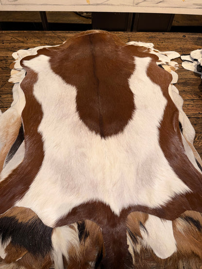 Goat Hide - White and Brown/Tan Hide