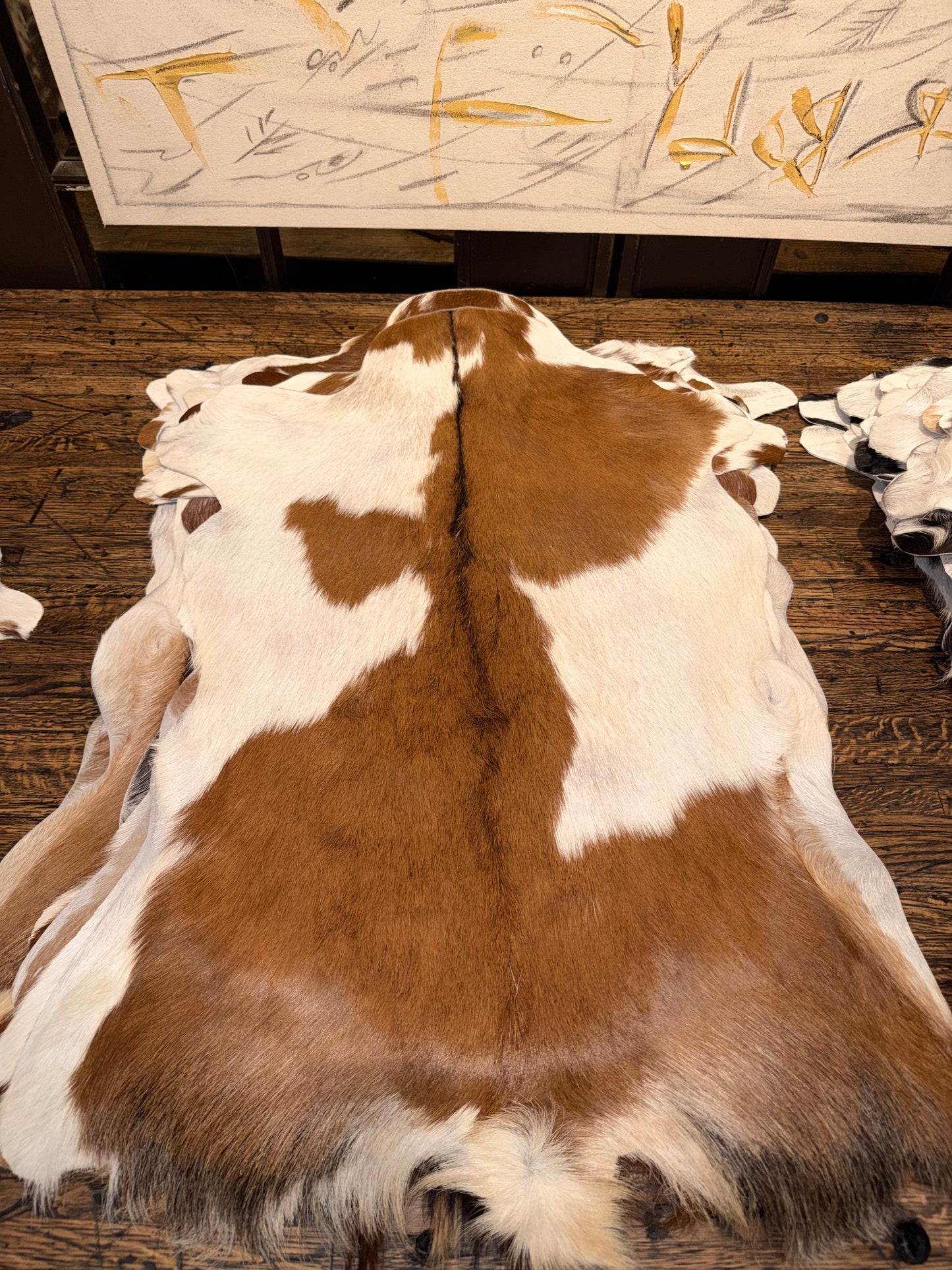 Goat Hide - White and Brown/Tan Hide