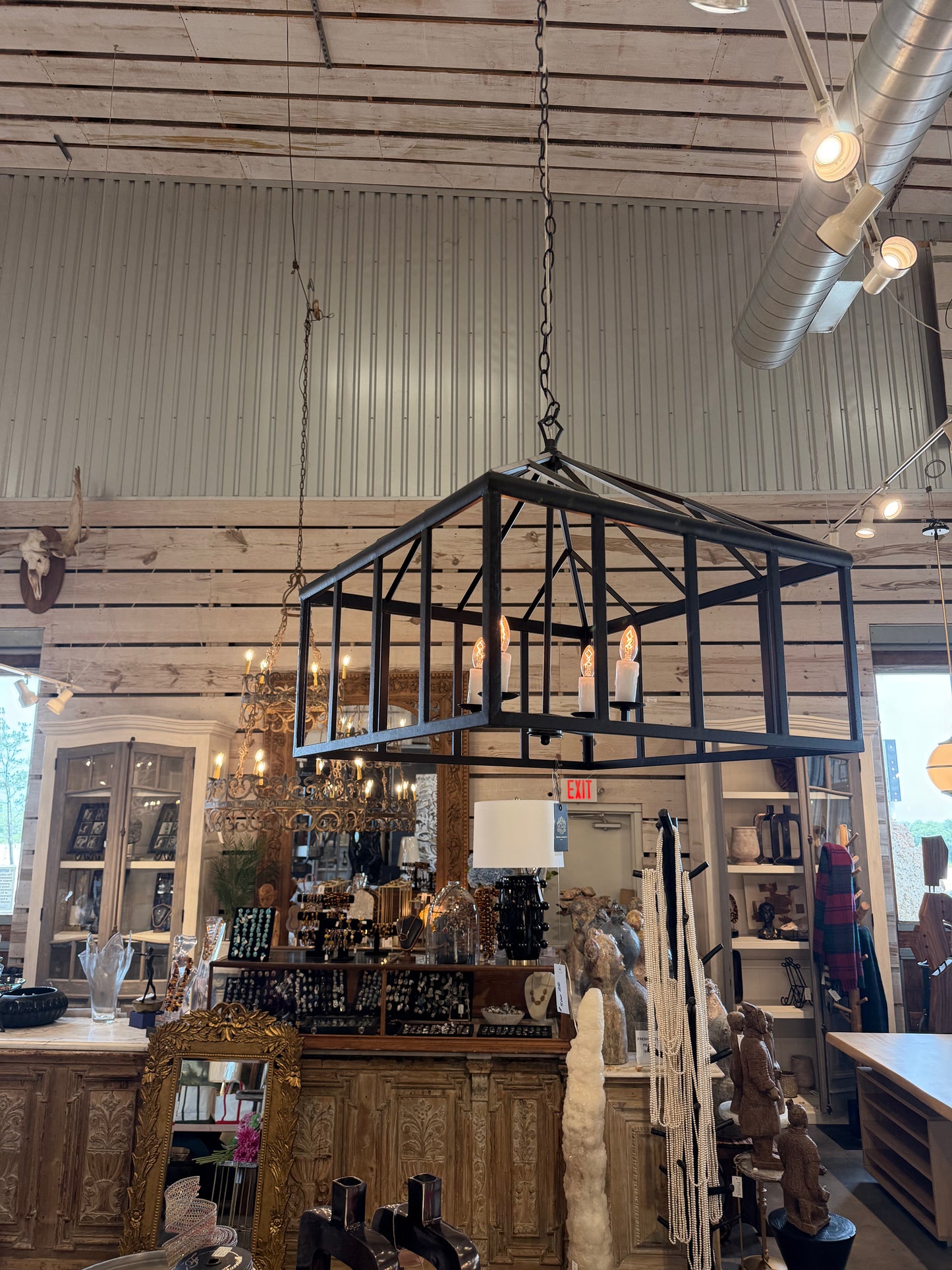 Black Iron House Frame Chandelier