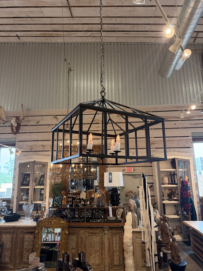 Black Iron House Frame Chandelier