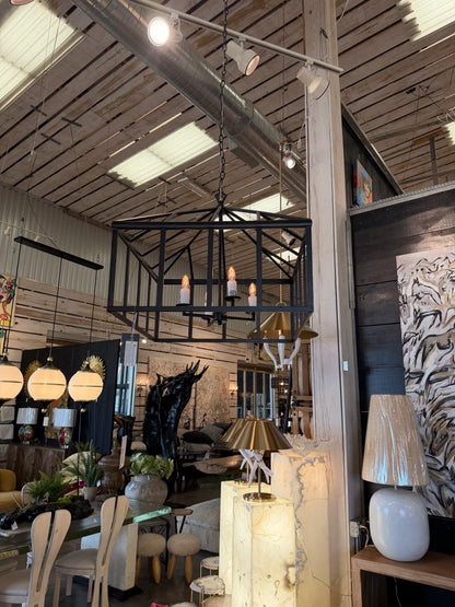 Black Iron House Frame Chandelier