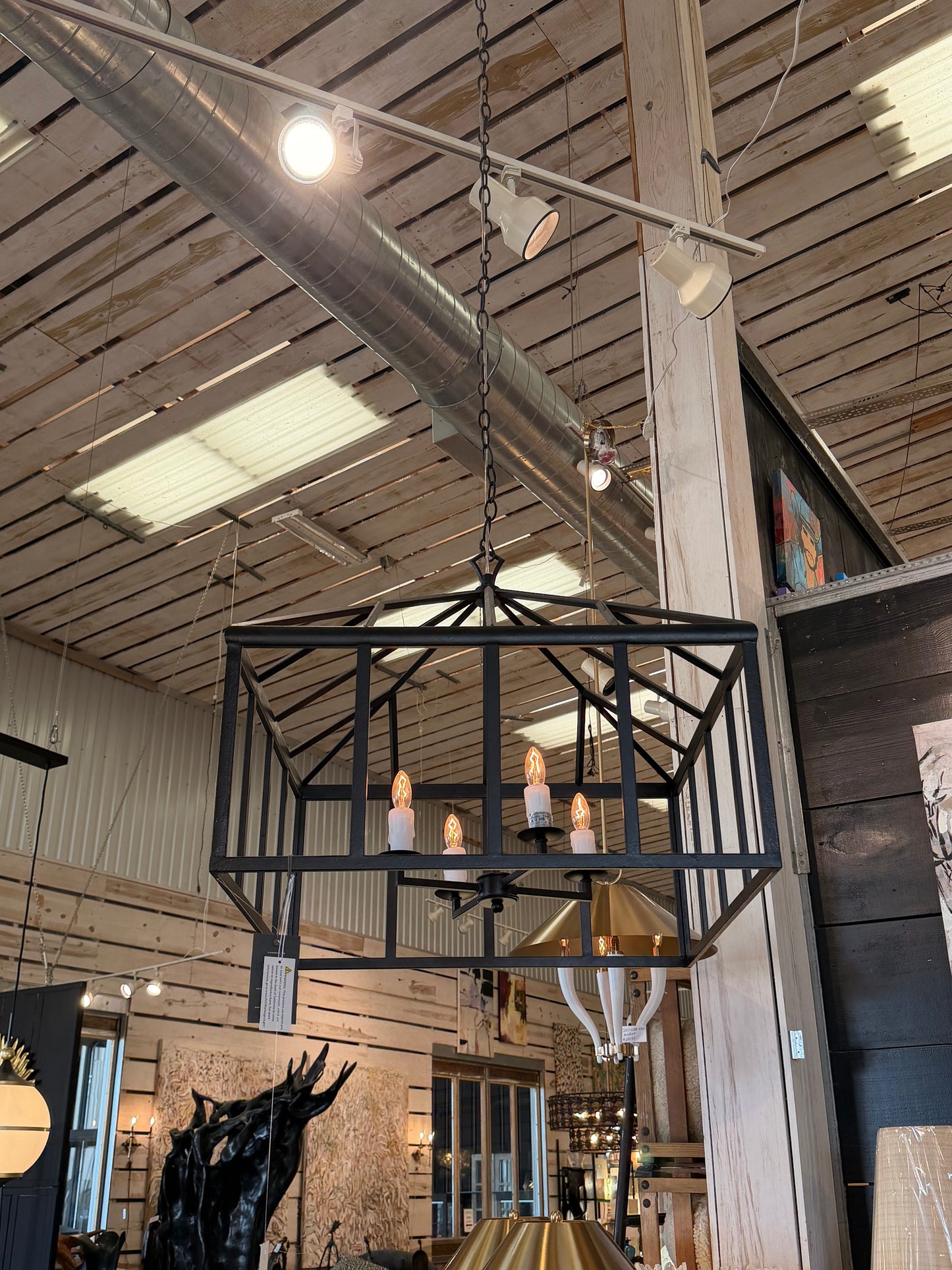 Black Iron House Frame Chandelier