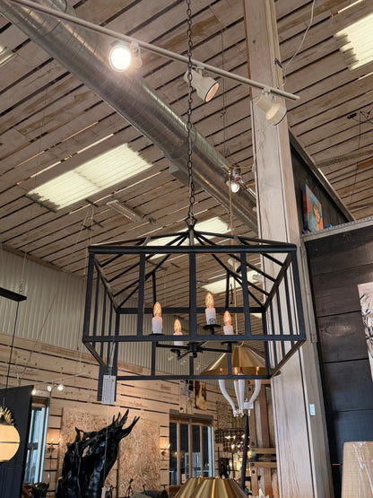 Black Iron House Frame Chandelier
