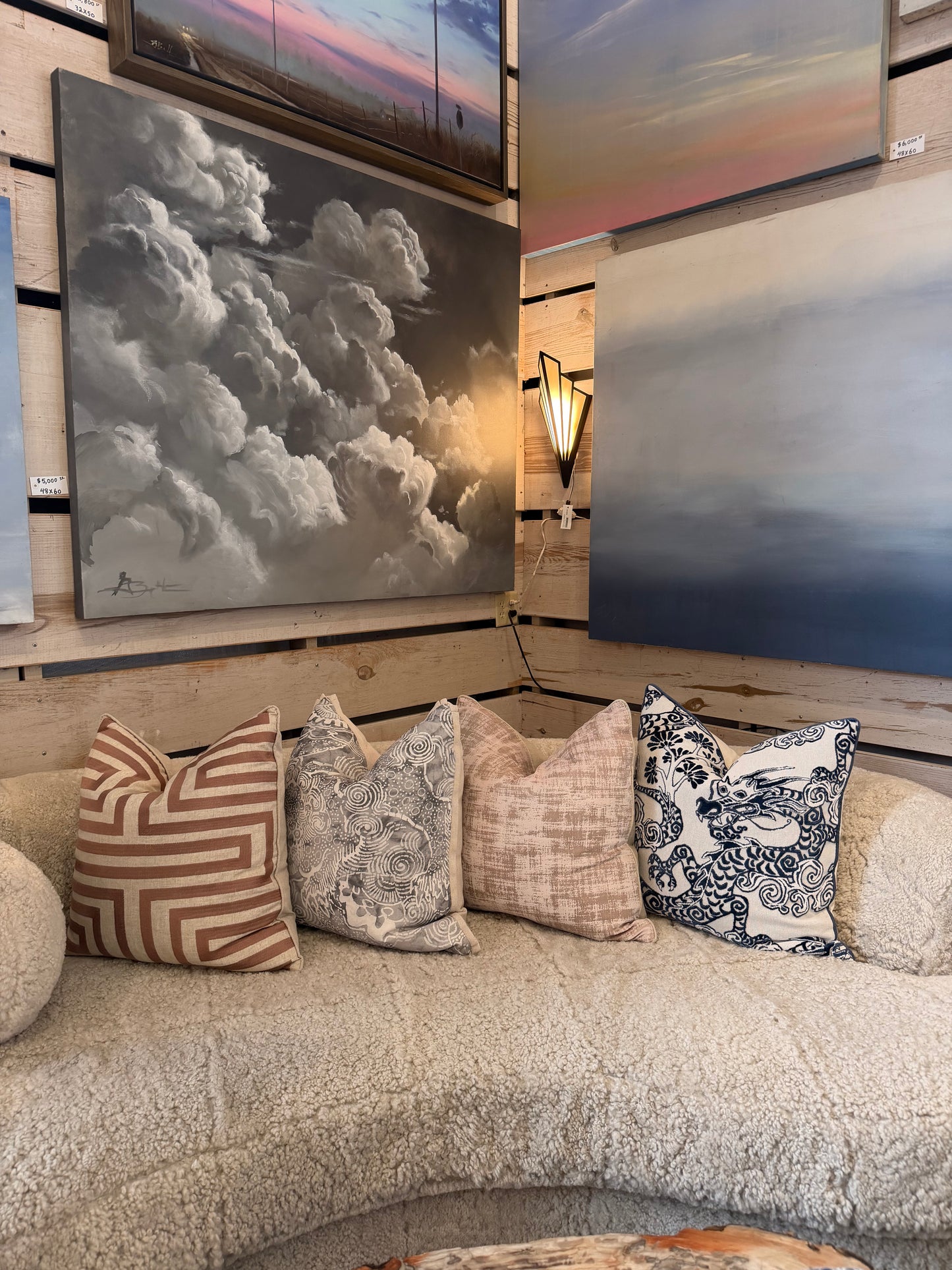 Blush Pink Textured Abstract Down Pillow