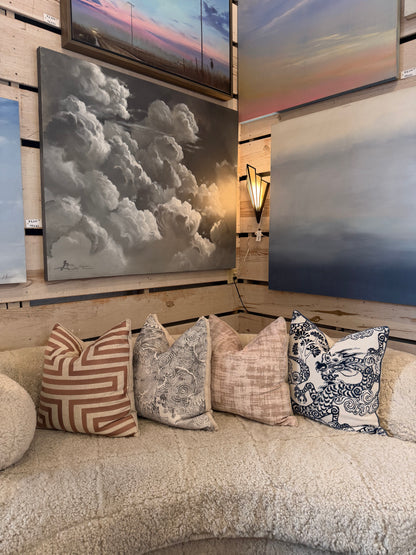 Blue and Ivory Chinoiserie Dragon Down Pillow