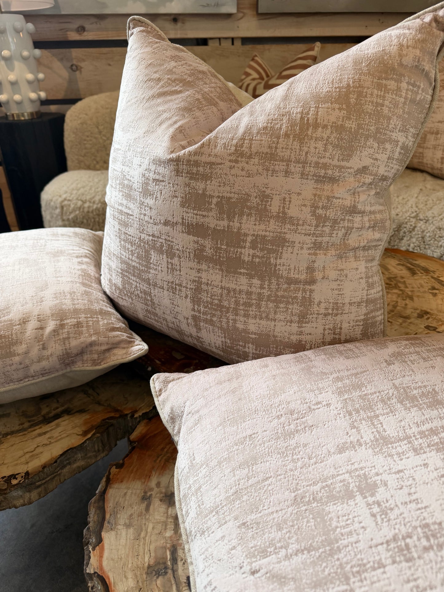 Blush Pink Textured Abstract Down Pillow