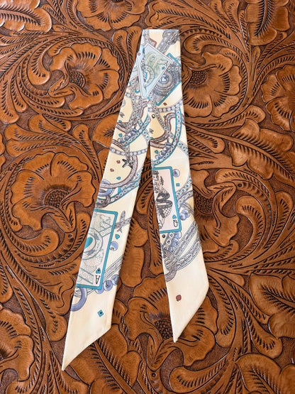 Blue Playing Card Twilly Scarf