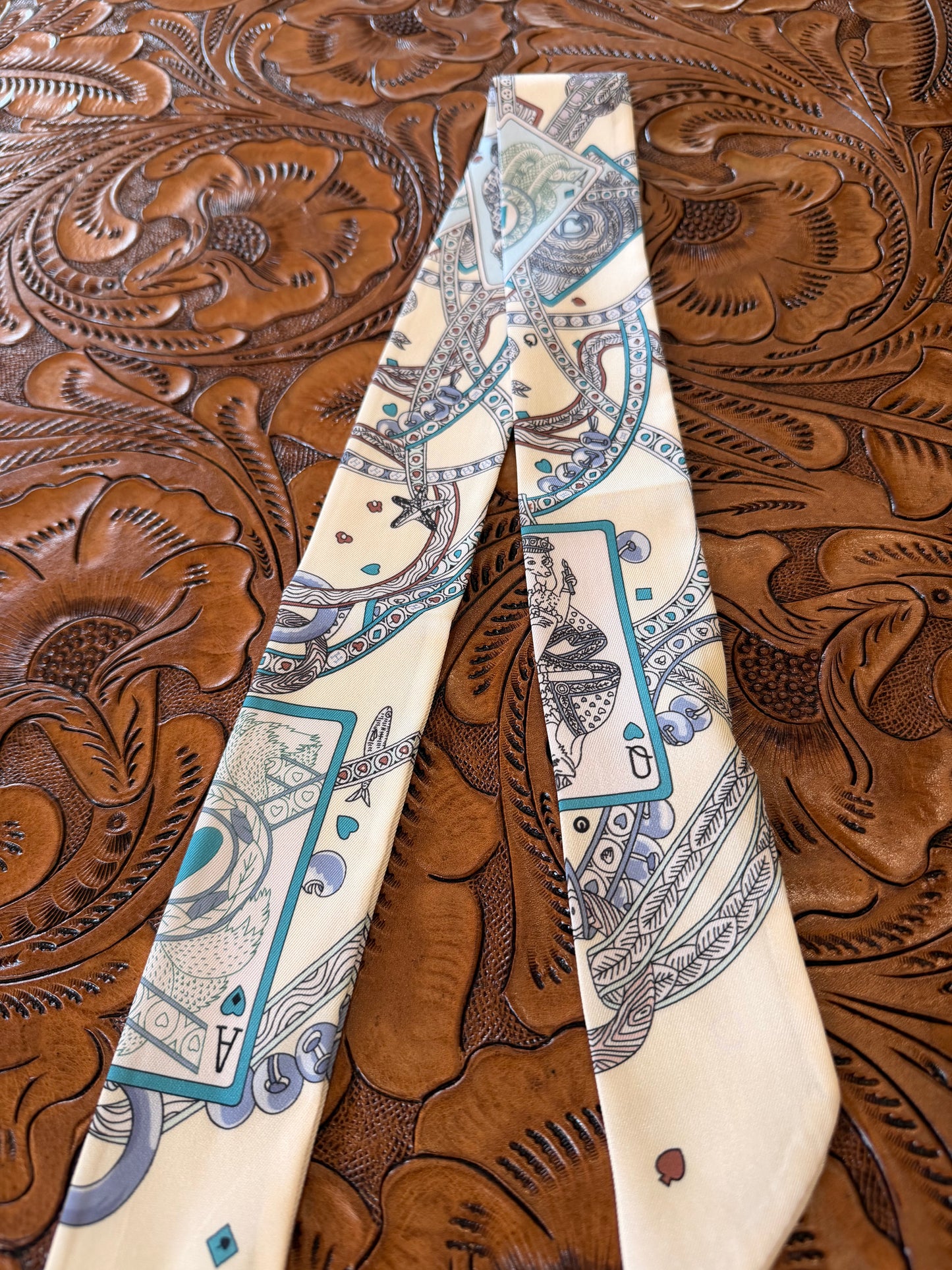 Blue Playing Card Twilly Scarf