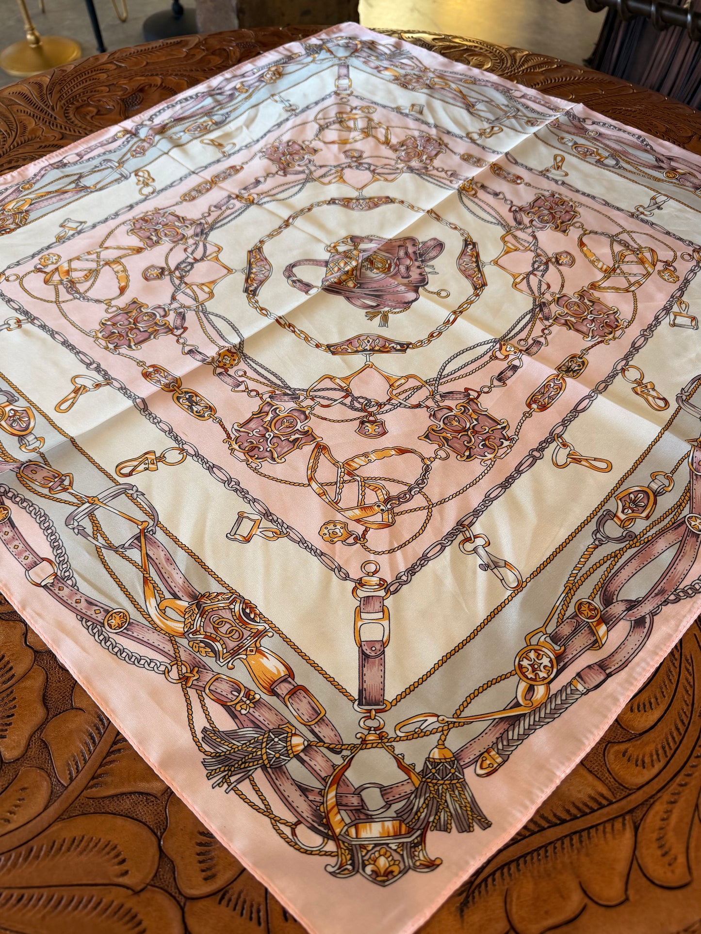 Pink Equestrian Chain Large Scarf