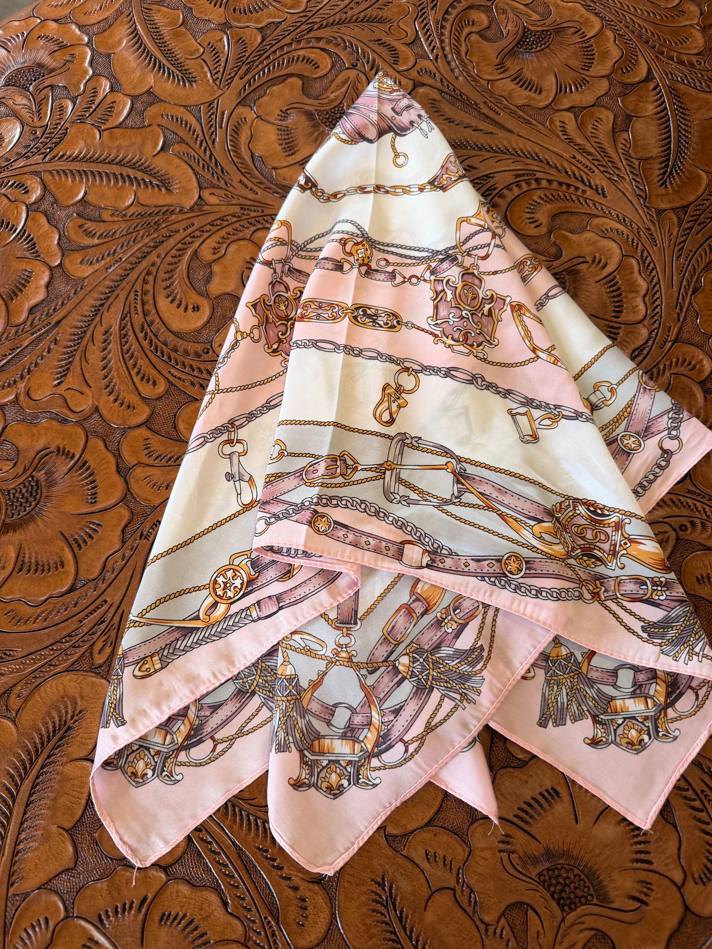 Pink Equestrian Chain Large Scarf