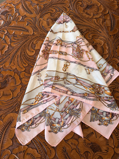 Pink Equestrian Chain Large Scarf