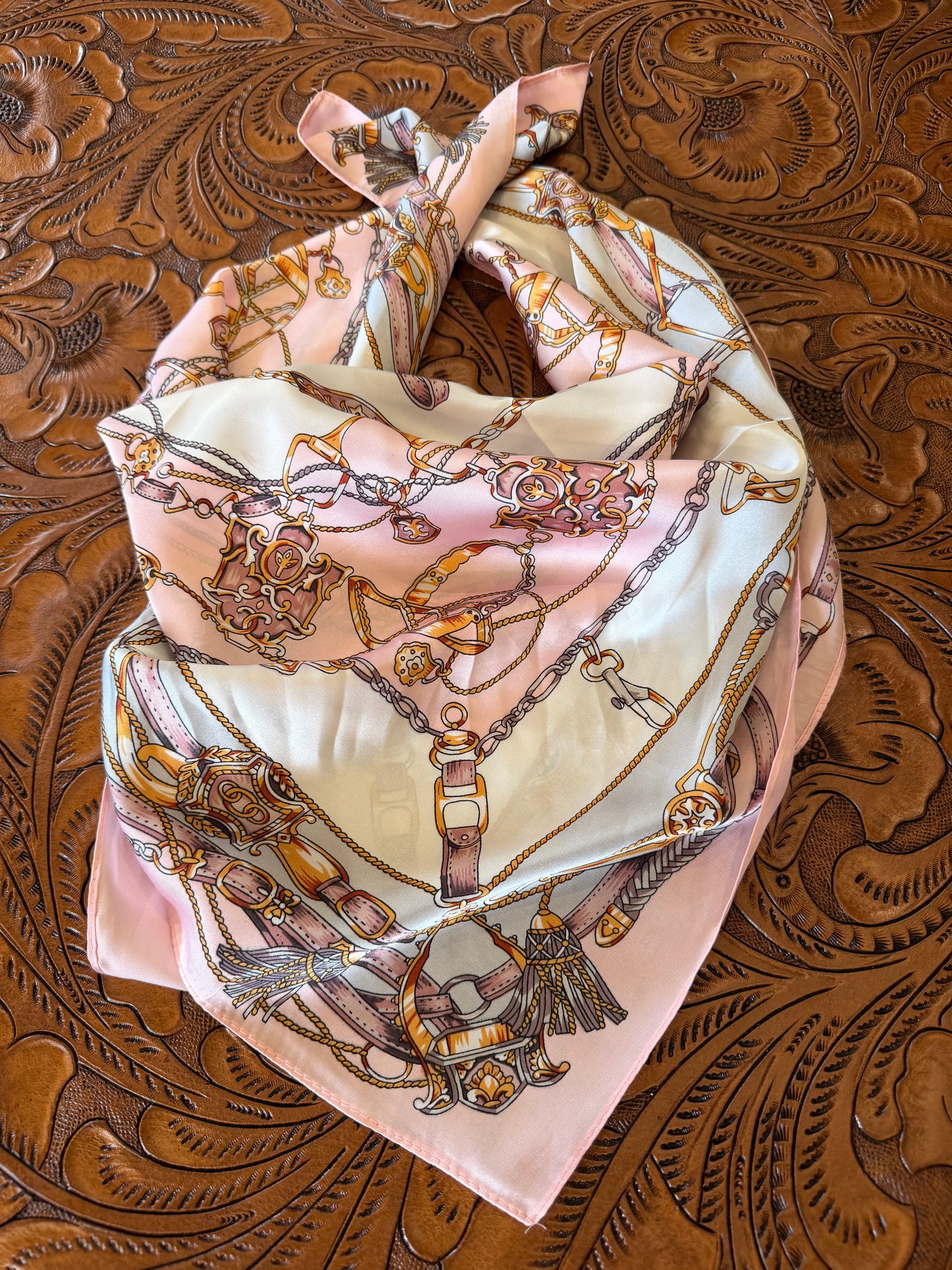 Pink Equestrian Chain Large Scarf