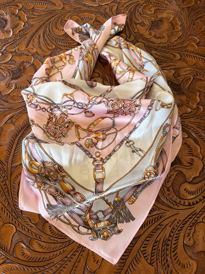 Pink Equestrian Chain Large Scarf