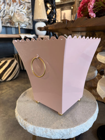 Pink Eyelet Trim Container 10 in