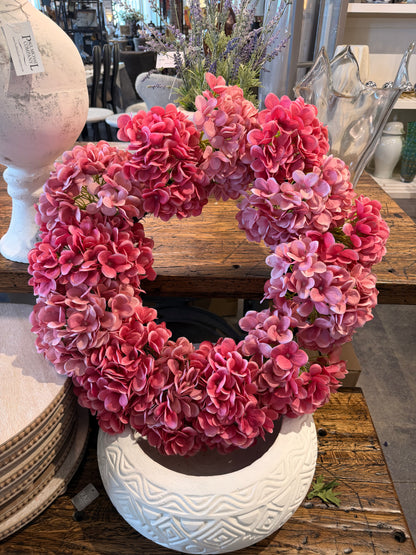 Pink Hydrangea Wreath 24 in