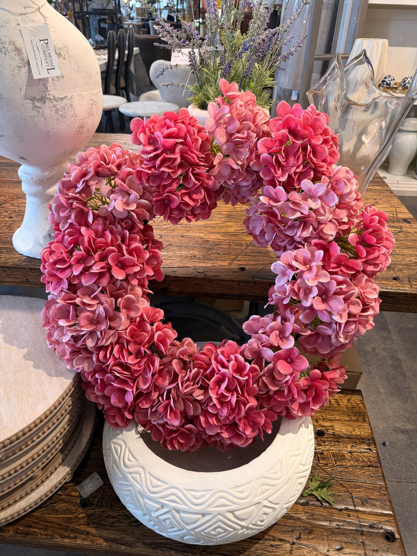 Pink Hydrangea Wreath 24 in