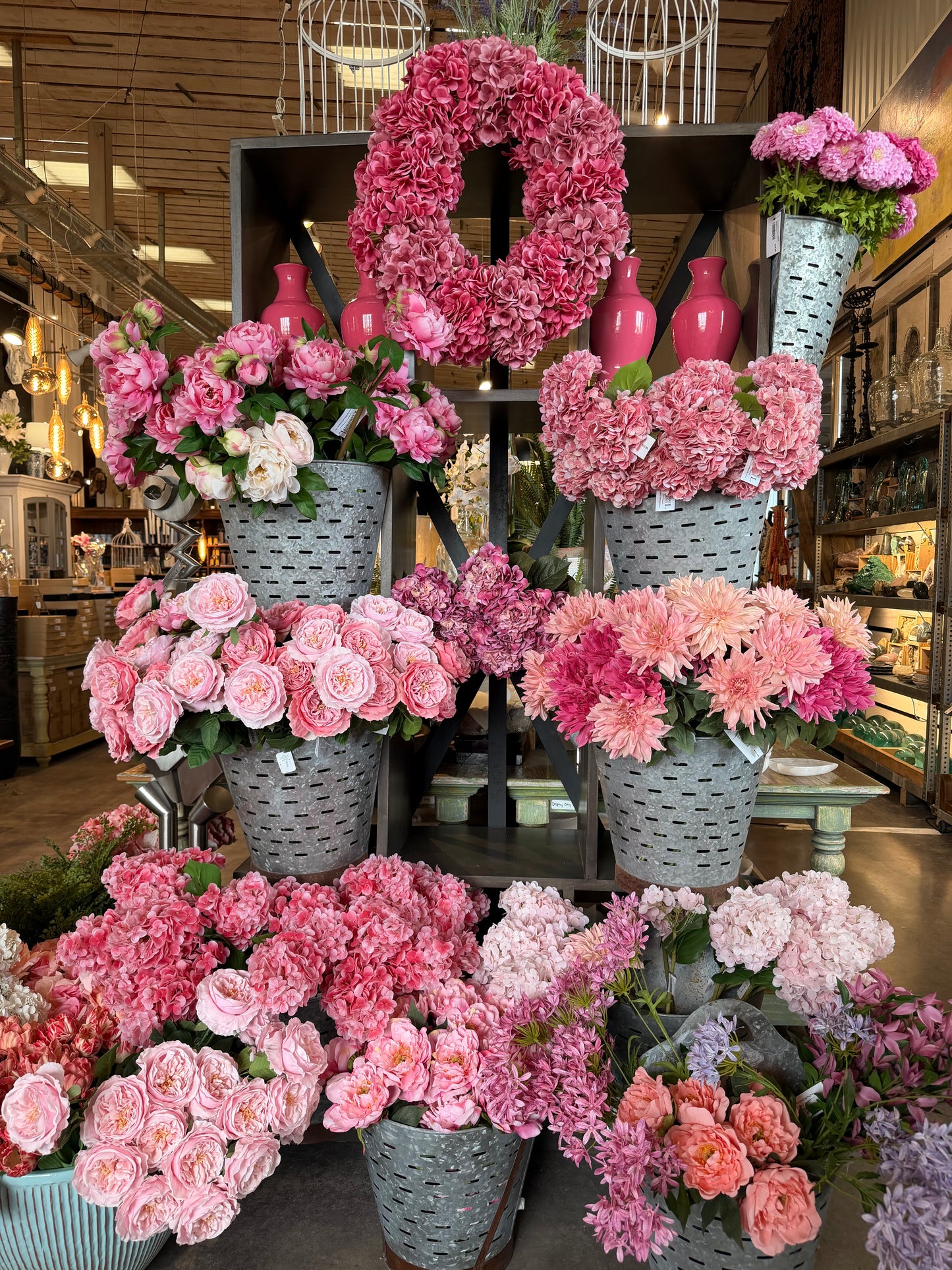 Pink Hydrangea Wreath 24 in