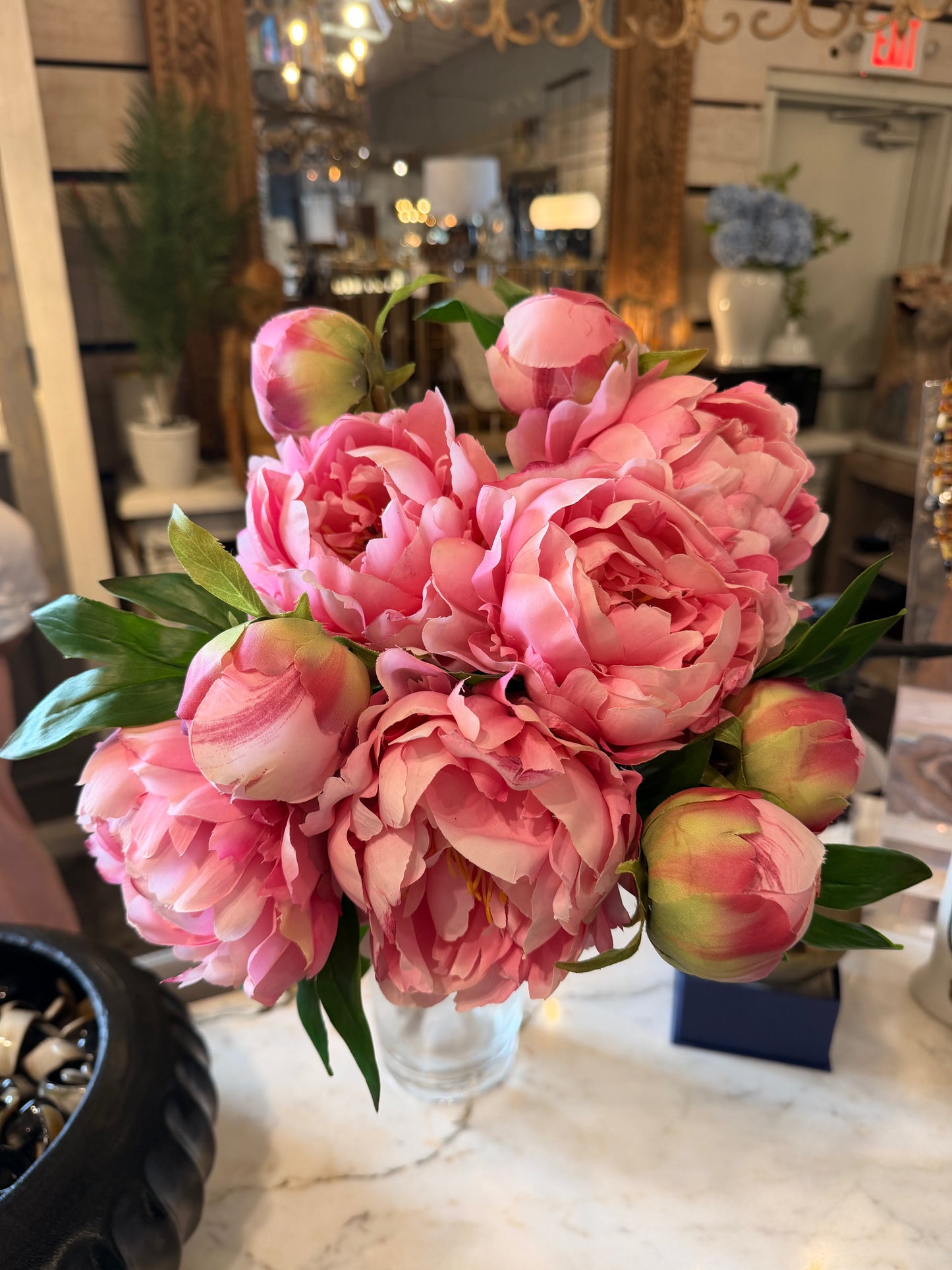 Real Touch Hot Pink Peony Spray 24 in Bundle of 5