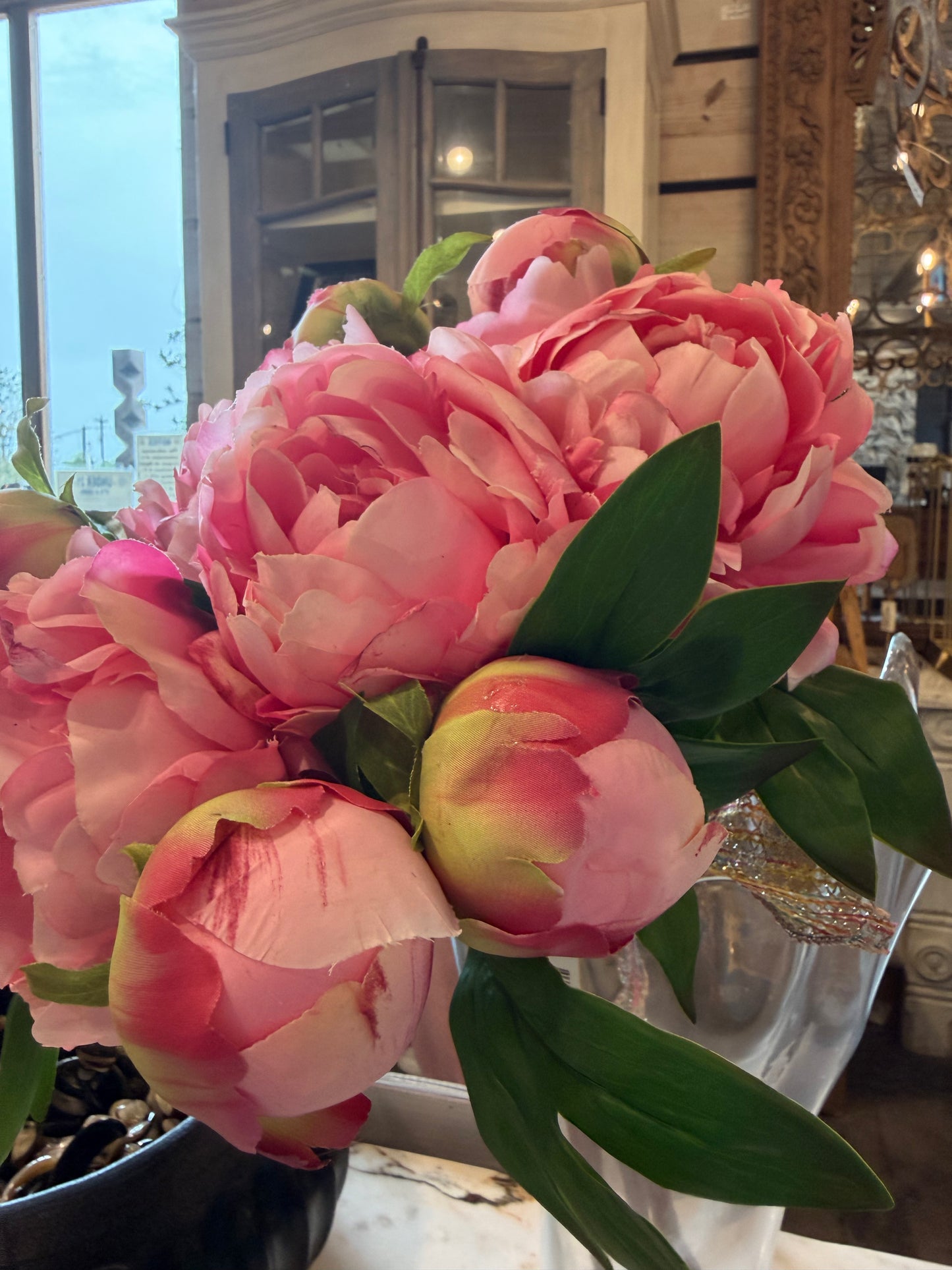 Real Touch Hot Pink Peony Spray 24 in Bundle of 5