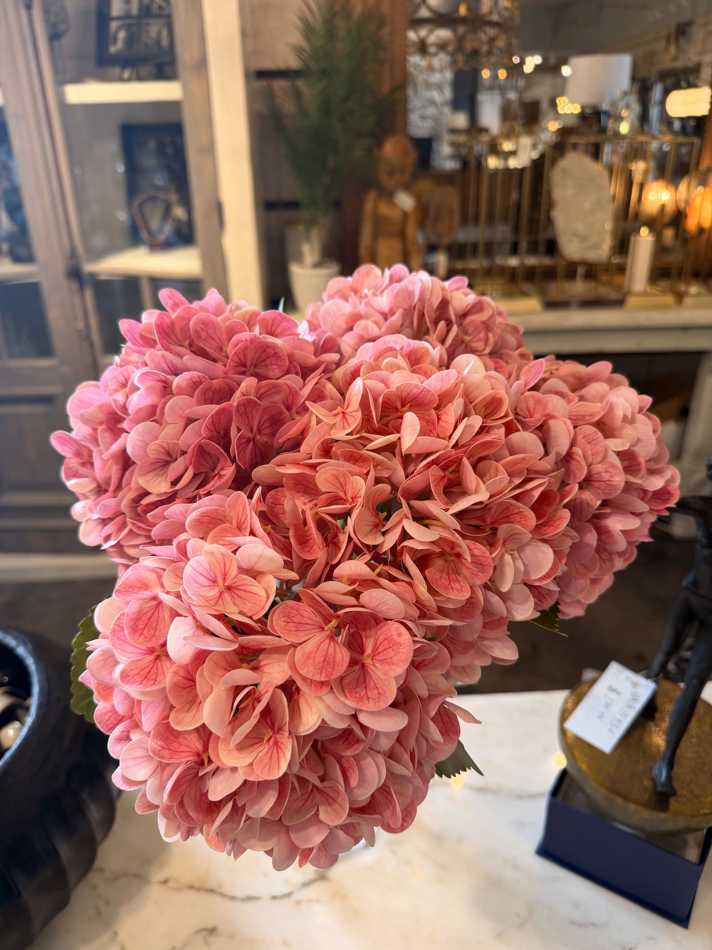 Real Touch Pink Hydrangea 19 in Stem Bundle of 5