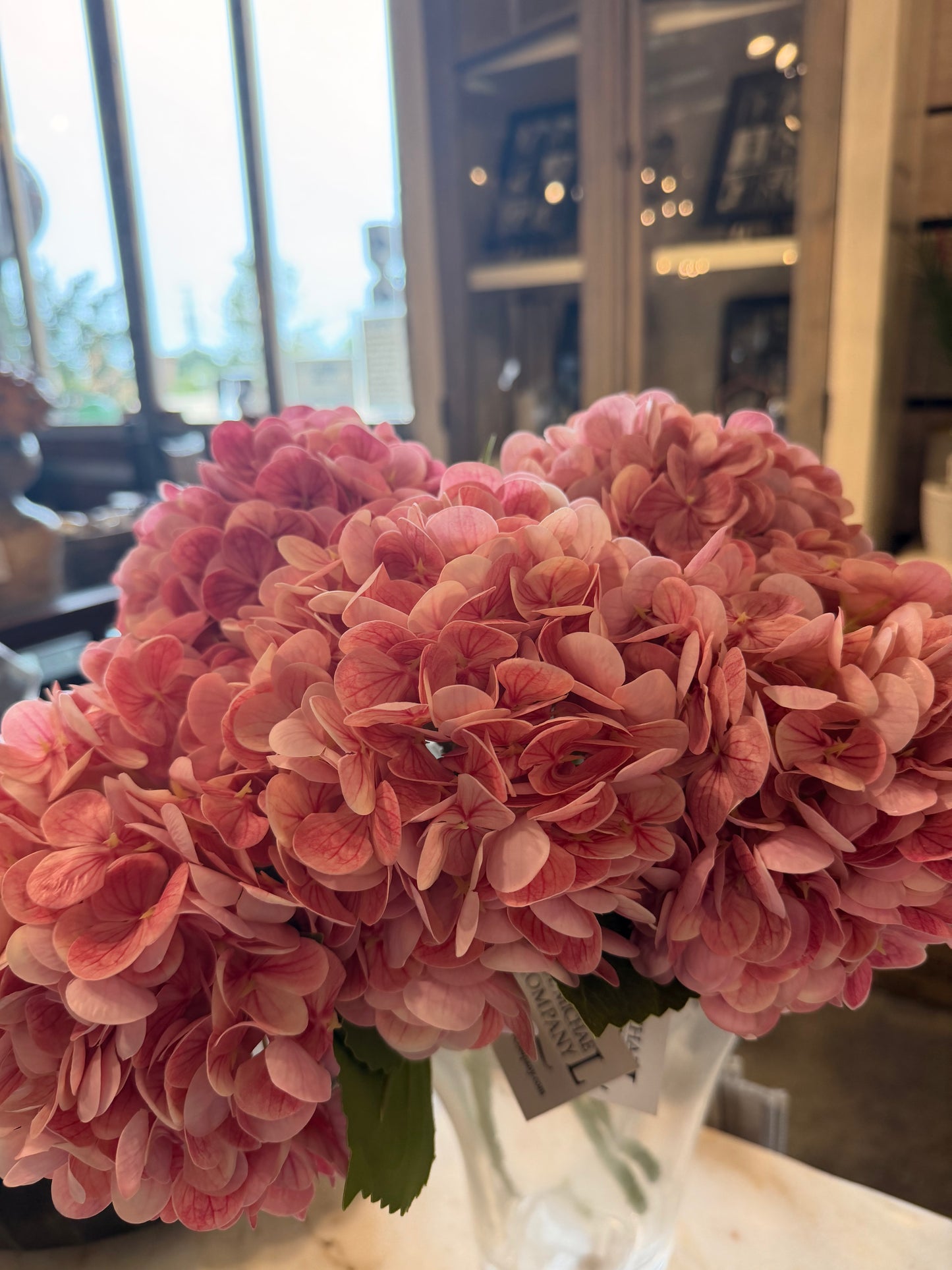 Real Touch Pink Hydrangea 19 in Stem Bundle of 5