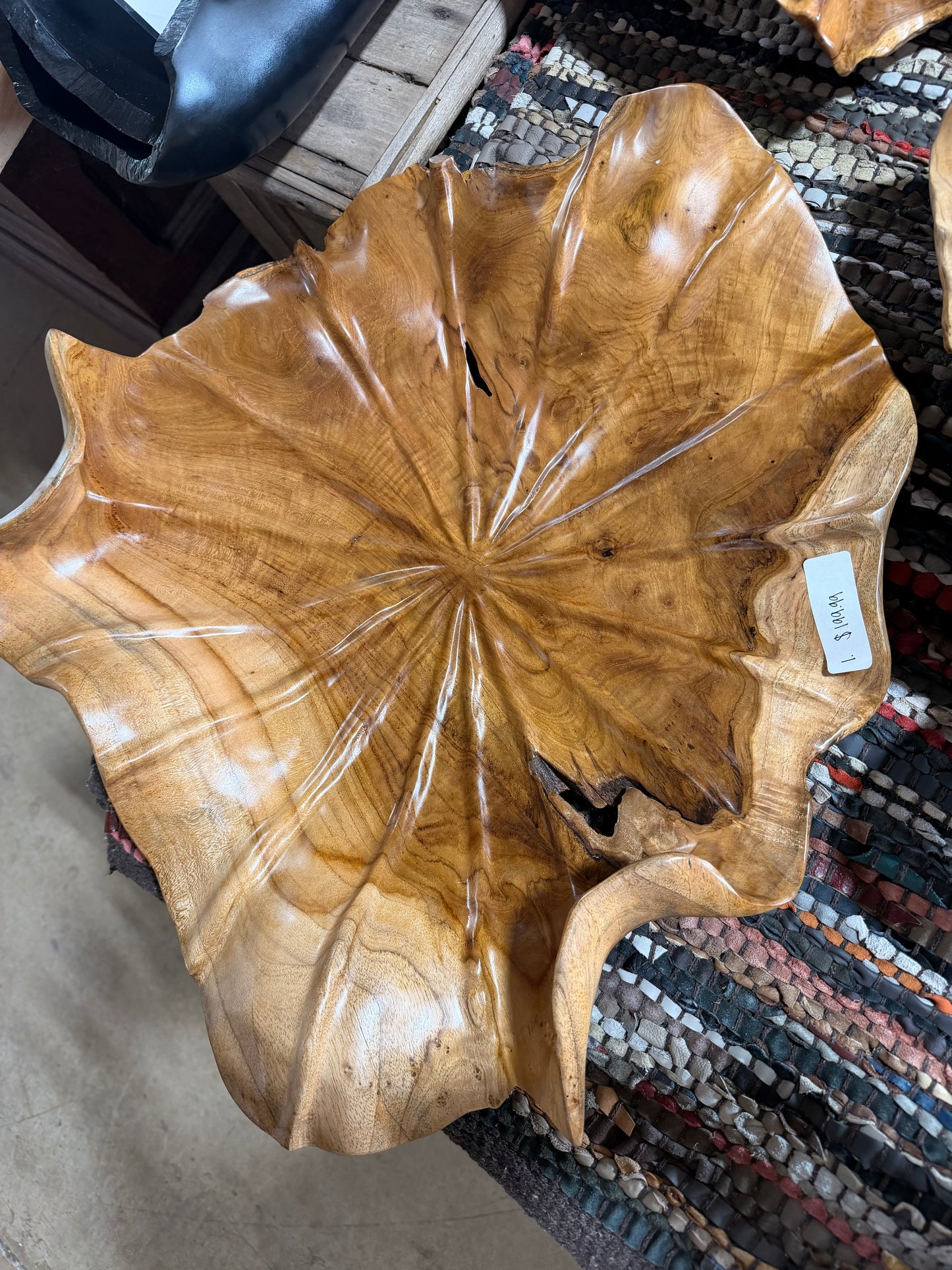 Hand-Carved Lotus Flower Wall Platter - Design 1