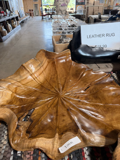 Hand-Carved Lotus Flower Wall Platter - Design 1