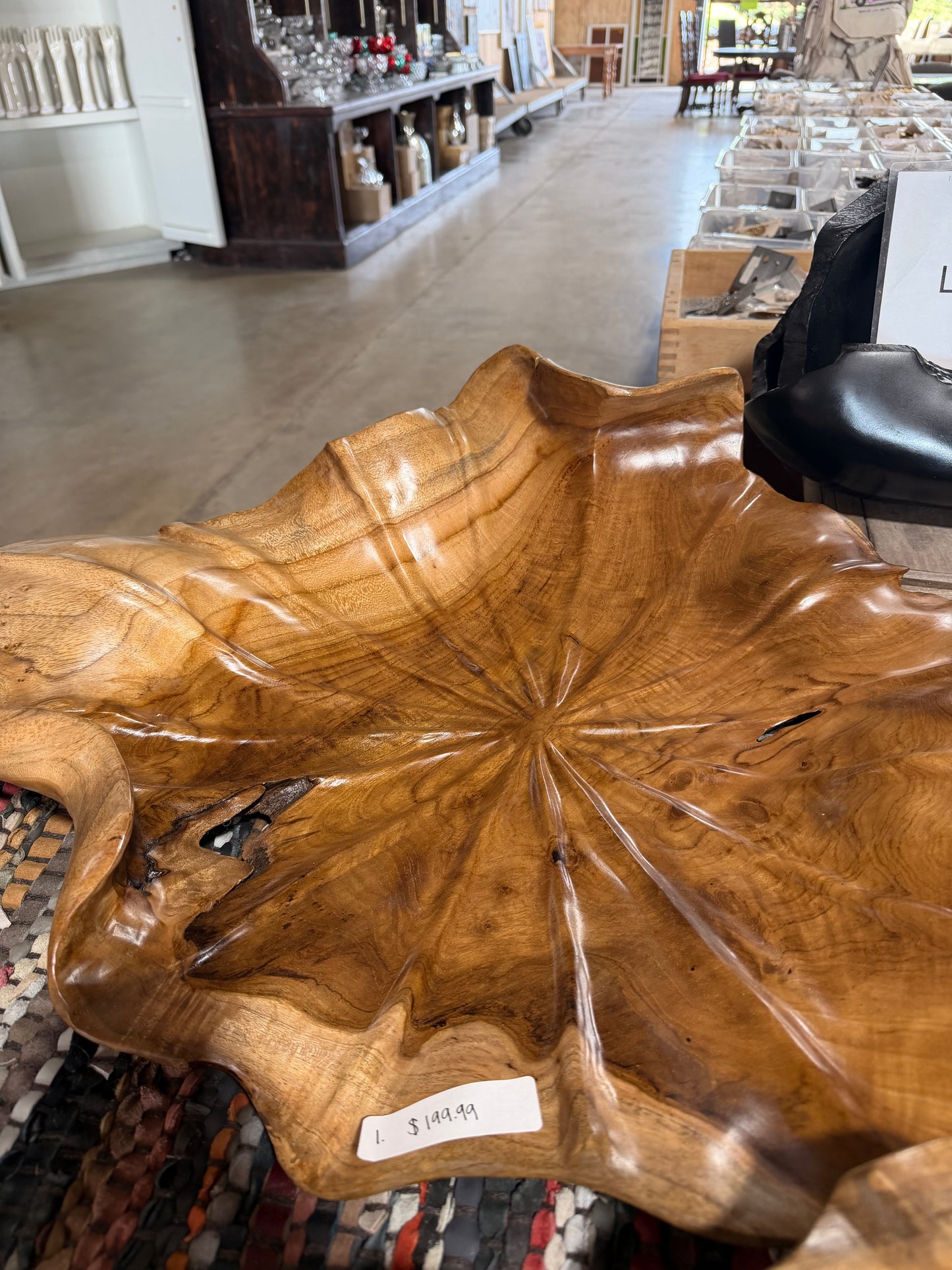 Hand-Carved Lotus Flower Wall Platter - Design 1