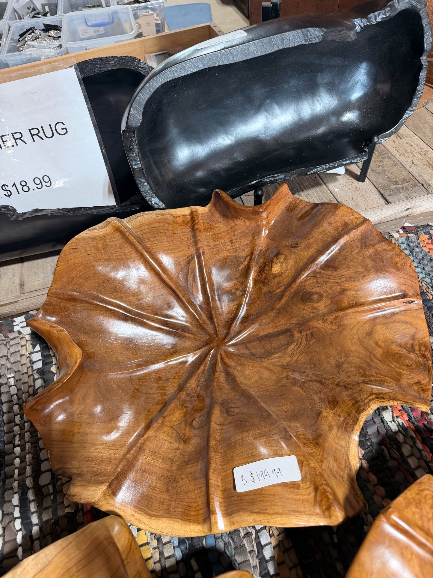 Hand-Carved Lotus Flower Wall Platter - Design 3