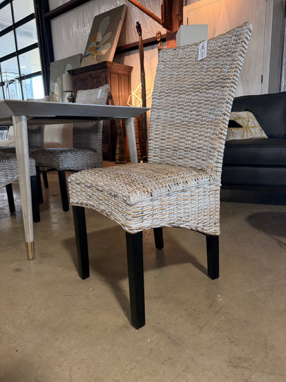 Whitewashed Woven Dining Chairs
