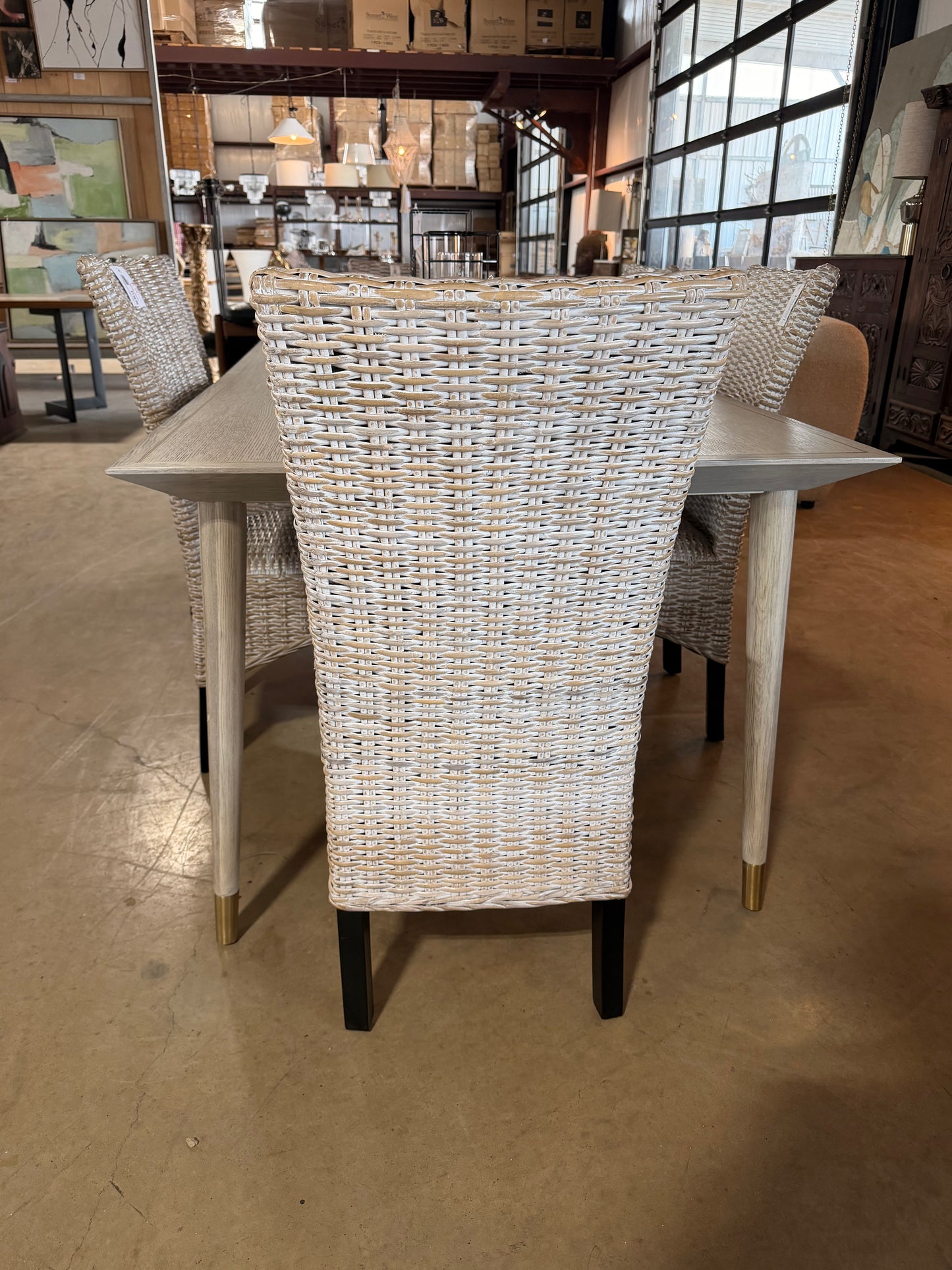 Whitewashed Woven Dining Chairs