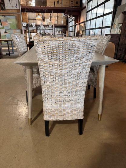 Whitewashed Woven Dining Chairs