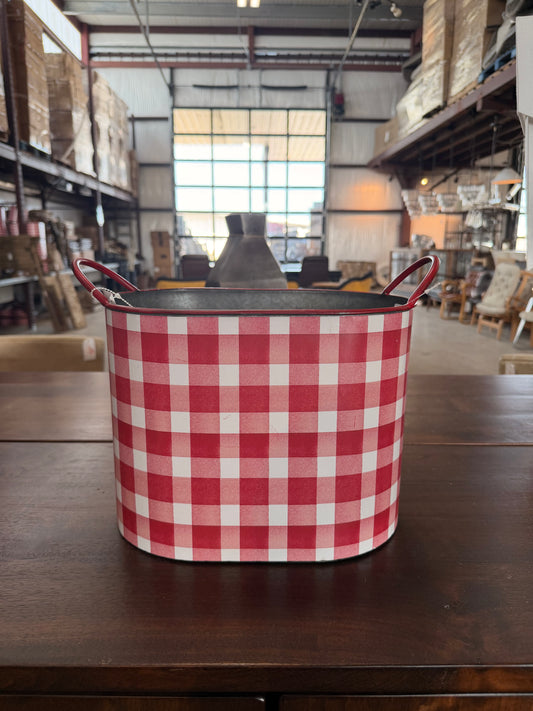 Gingham Metal bucket