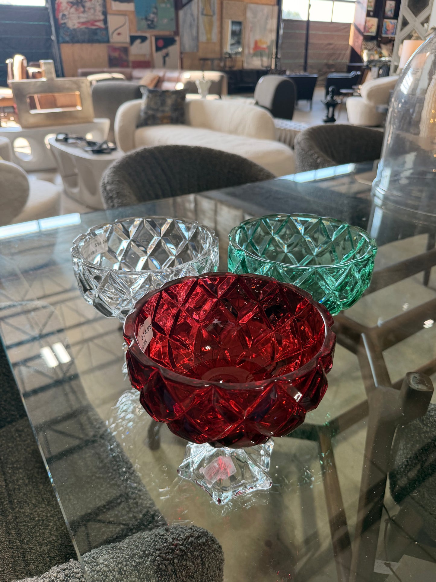 Cut Glass Pedestal Dish 8 inch