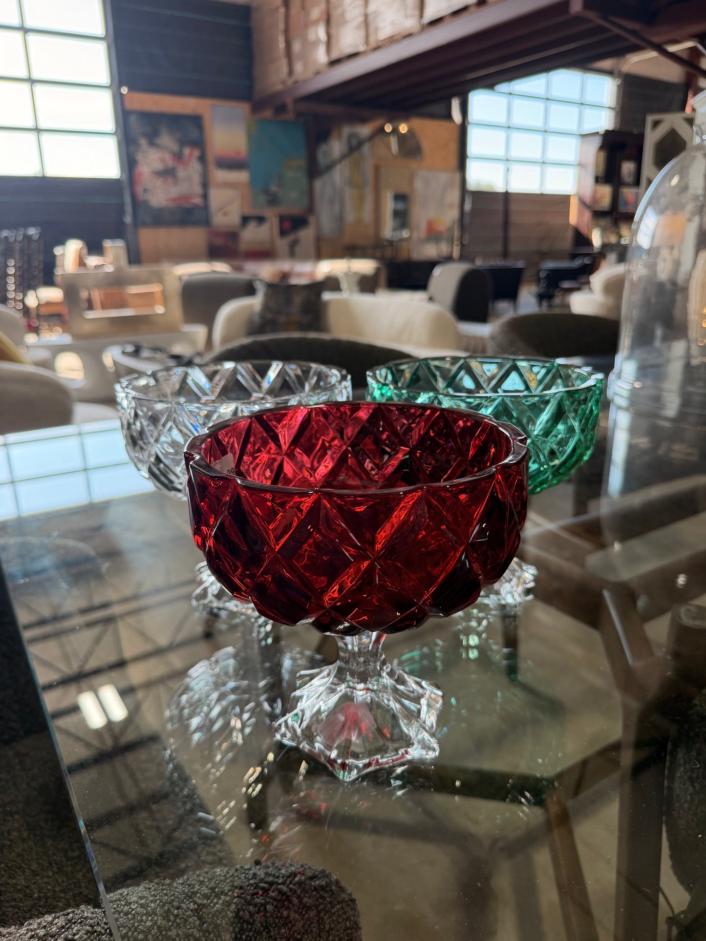 Cut Glass Pedestal Dish 8 inch